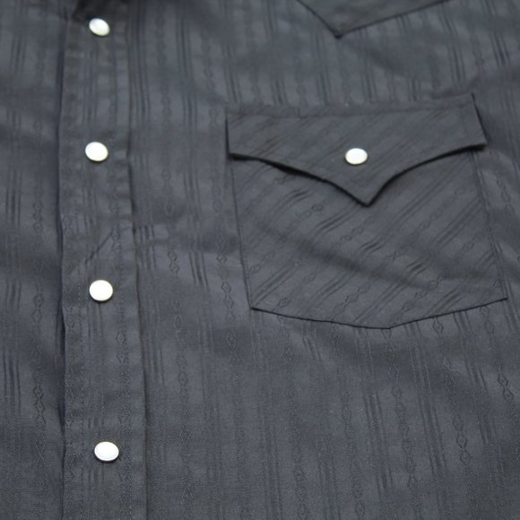 ELY CATTLEMAN LS Black Cowboy Snap Shirt Sz 16/34 - Picture 2 of 4